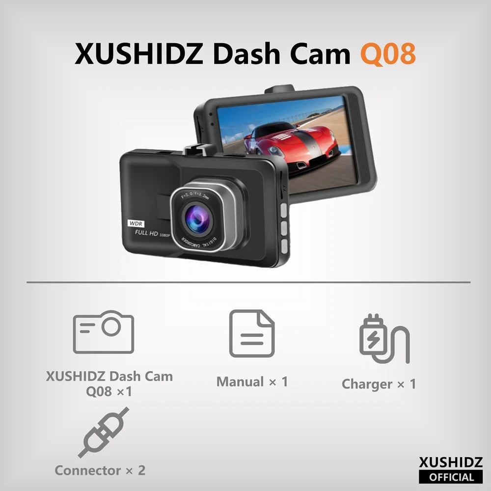 XUSHIDZ NEW 1080P HD Dash Camera Loop Recording Car