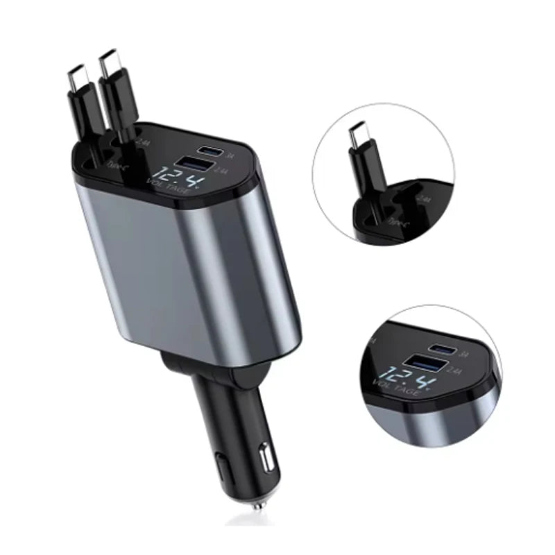 4 in 1 120W Car Charger Retractable Car Cigarette Lighter Adapter
