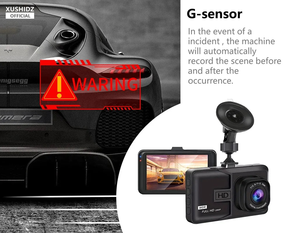 XUSHIDZ NEW 1080P HD Dash Camera Loop Recording Car