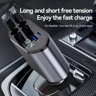 4 in 1 120W Car Charger Retractable Car Cigarette Lighter Adapter