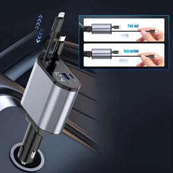 4 in 1 120W Car Charger Retractable Car Cigarette Lighter Adapter