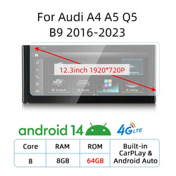 12.3 Android 14 Wireless Carplay For Audi A4 A5 Q5 B9